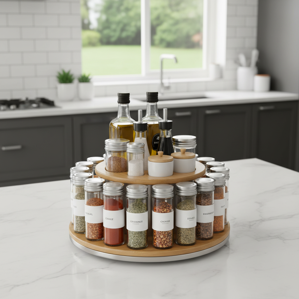 360 Degree Rotating Kitchen Organizer Rack