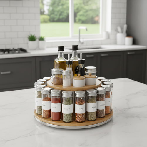 360 Degree Rotating Kitchen Organizer Rack